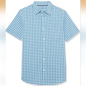 Amazon Essentials Men’s Gingham Button-Down Shirt - Size M_ short sleeves NWT